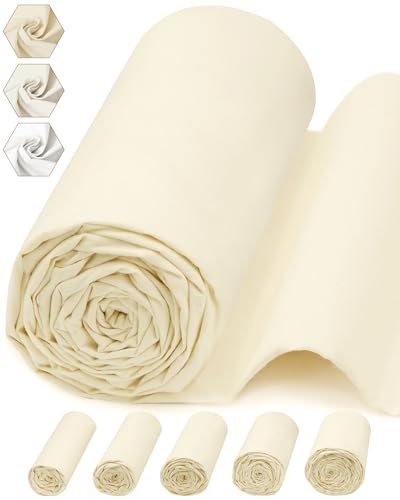 FIVEIZERO 100% Cotton Muslin Fabric by The Yard,63Inch X5 Yards Unbleached Natural Cotton Material–Medium Weight Beige Calico Fabric for Sewing,Quilting,Embroidery,Crafts & Apparel Projects - color: Natural Unbleached, size: 5 yards pre cut