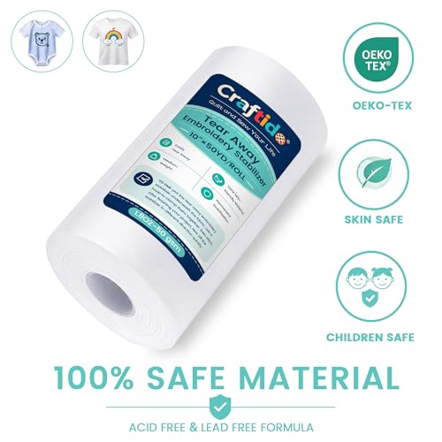 Craftido Tear Away Embroidery Stabilizer 10" x 50 Yd/Roll - size: 10" x 50 Yd/roll