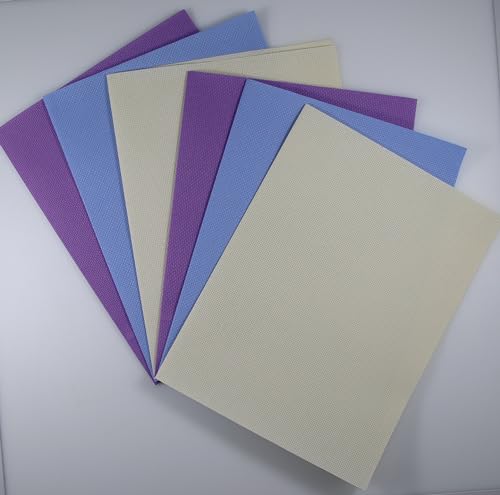 KCS 6 pc of 12" x 18"(30cmx45cm) 14CT Counted Cotton Aida Cloth Cross Stitch Fabric (Cream+Light Blue+Lavender) - color: Cream+light Blue+lavender