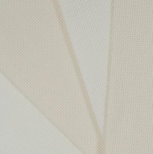 KCS 4/6 pc of 12" x 18" 30cmx45cm 16CT Counted Cotton Aida Cloth Cross Stitch Fabric (Antique White+Cream, 4 pc) - color: Antique White+cream, size: 4 pc