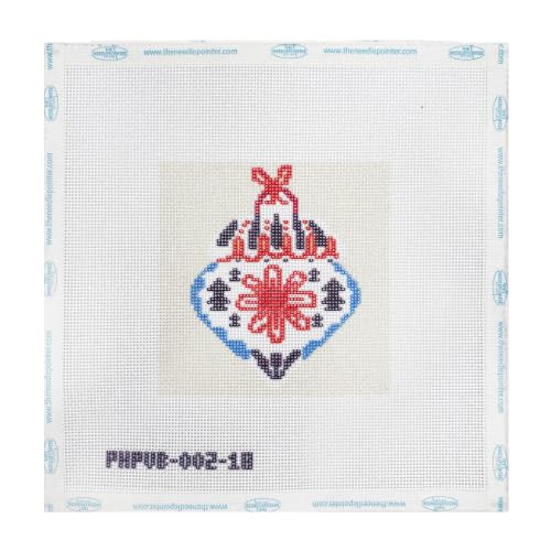 Howie's Needlepoint Festival Bauble Needlepoint Kits for Adults & Beginners, 18 Mesh Printed Needlepoint Canvas, Stamped Patterns Canvas Starter Kits(Nordic Flower Bauble,4"x 4") - color: Nordic Flower Bauble