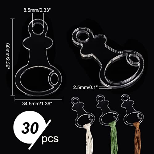 PH PandaHall 30pcs Clear Acrylic Floss Bobbins, Embroidery Floss Thread Drops Key Shape Cross Stitch Tread Bobbins Sewing Thread Winding for Craft DIY Sewing Storage
