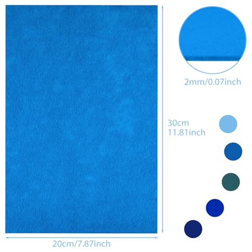 NEBURORA 20 Pcs 2mm Thick Stiff Felt Sheets for Crafts Sewing(Blue Series) - color: Blue