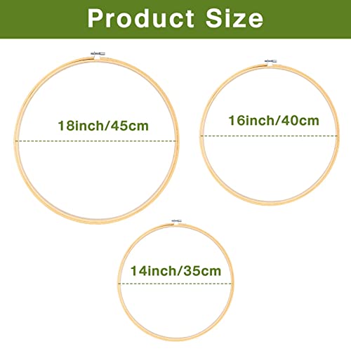 Caydo 3 Pieces 14/16/18Inch Large Round Embroidery Hoops Kit