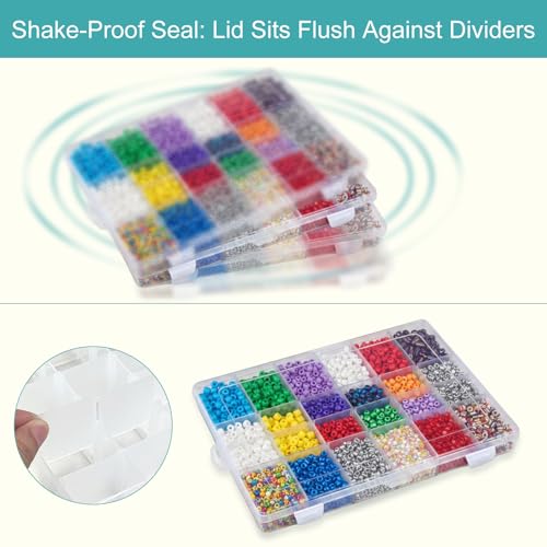 4 Pack 36-Grid Adjustable Organizer Box, Clear Storage for Beads & Jewelry - size: 4 Pack
