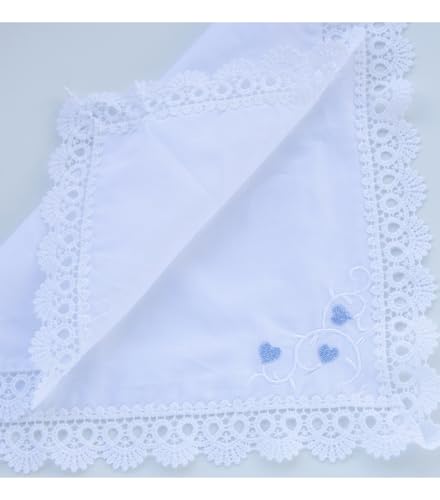 MileyMarla Ladies Embroidery Cotton White Handkerchiefs Lace Wedding Hankies - color: J05-3pcs B