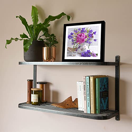Betionol Diamond Painting Frames Set of 2, Display 12x12in/30x30cm Diamond Painting Pictures or Photos, Black Natural Solid Wood Picture Frame with Acrylic Protection Glass, Back Mat And Hanging Kit - style: Black - Double