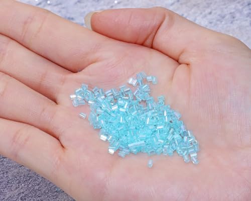 Glass Bugle Tube Beads 1400Pcs/30g Mini Seed Beads 2 * 3mm Small Craft Loose Spacer Beads for DIY Bracelets Necklace Earring Jewelry Making (Sky Blue) - color: Sky Blue