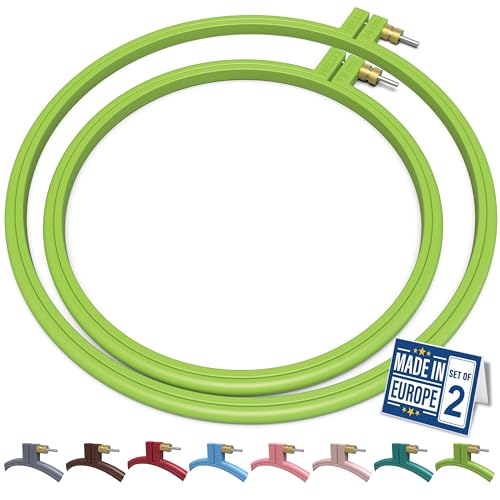 Maker Susan Plastic Embroidery Hoop, Hello Series Cross Stitch Hoops for Beginners, Punch Needle Hoop, Embroidery Frames for Sewing, Needlework, Embroidery Projects (Neon Green, 2 Pcs Set) - style: Neon Green