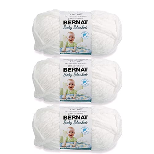 Bernat Baby Blanket Yarn for Crocheting Soft, White, 3-Pack - color: White, size: 3 Pack, style: Baby Blanket