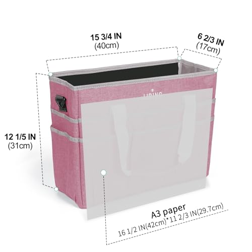 JJRING Craft Organizer Tote Bag Large Art Storage Caddy Pink - color: Pink, size: Large