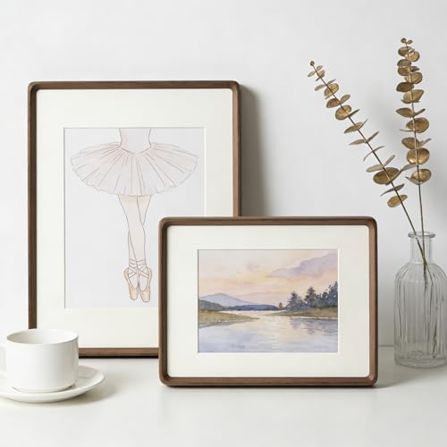 12x18 Walnut Wood Picture Frame for Wall, Matted to 11x17 - size: 12×18