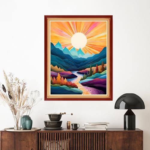 Artvxeay Stamped Cross Stitch Kits | Embroidery Kits for Beginners Craft Kit Needlepoint for Adults Supplies DIY 11CT- (Sunrise Over Mountains Rivers 16x20 inch) - color: Sunrise Over Mountains Rivers 16x20 inch