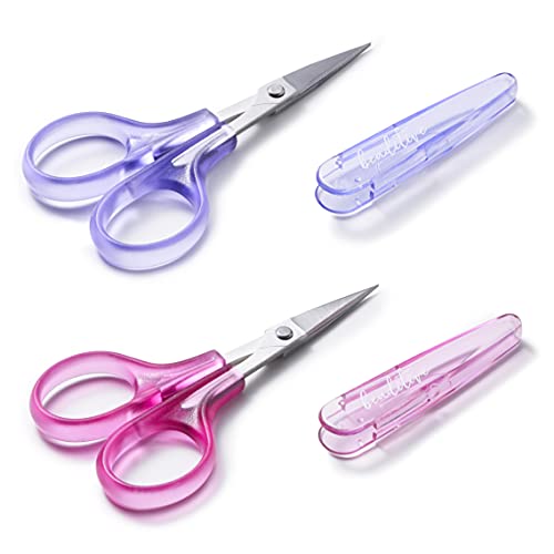 Beaditive High Precision Detail Scissors Set (2-Pc) Sharp, Fine Tips | Paper Cutting, Scrapbooking, Sewing, Crafting | Stainless Steel | Protective Cover (Jelly) - color: Jelly