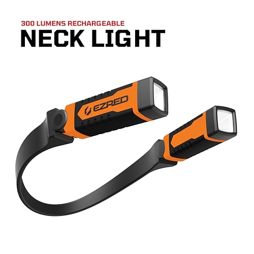 EZRED NK15-OR ANYWEAR Rechargeable Neck Light for Hands-Free Lighting, Orange, Perfect Light for Mechanics, Camping, Hunting, DIY Projects, Reading - color: Orange
