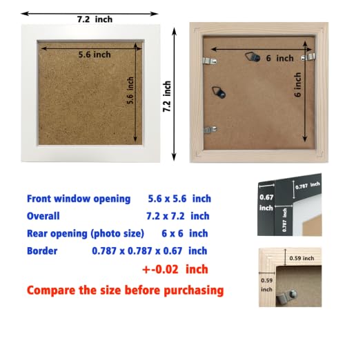 ZXT-parts 6x6 Picture Frames Set of 10 White Solid Wood Wall Mounted - size: 6x6