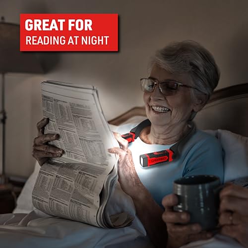 EZRED ANYWEAR Rechargeable Neck Light for Hands-Free Lighting - NK15, Perfect Light for Mechanics, Camping, Hunting, DIY Projects, Reading - color: Red