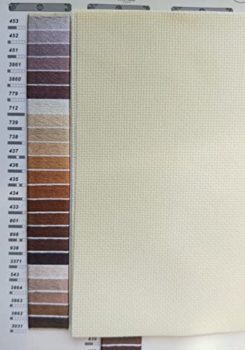 19" x 28" 14CT Counted Cotton Aida Cloth Cross Stitch Fabric (Cream) - color: Cream