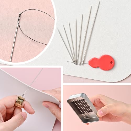 L'EclatDina 40PCS Sewing Needles Set, Large Eye for Hand Sewing, 7 Sizes Stainless Steel, with Threader & Magnetic Pin Cushion, for Embroidery & Crafts