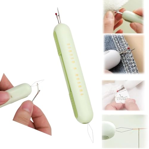 2 in-1 Needle Threaders Seam Ripper 2024 New, Upgraded Seam Ripper Tools, Stretchable Remover Needle Threading (1Pcs Green) - color: 1Pcs Green