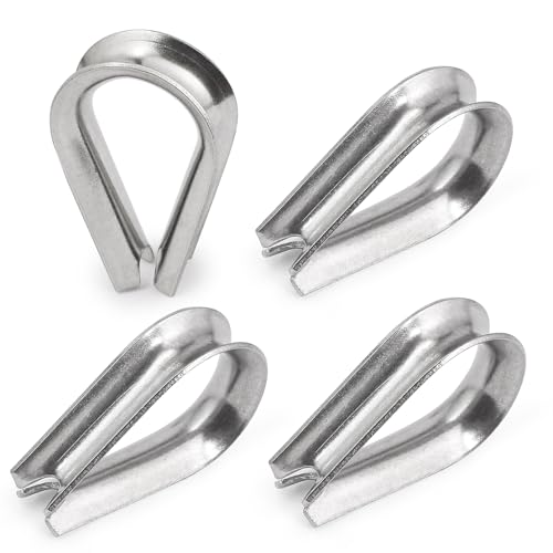 M5 Wire Rope Thimble, 304 Stainless Steel Thimble for 5/32-3/16 Inch Diameter Wire Rope, 4 Pieces - size: M5