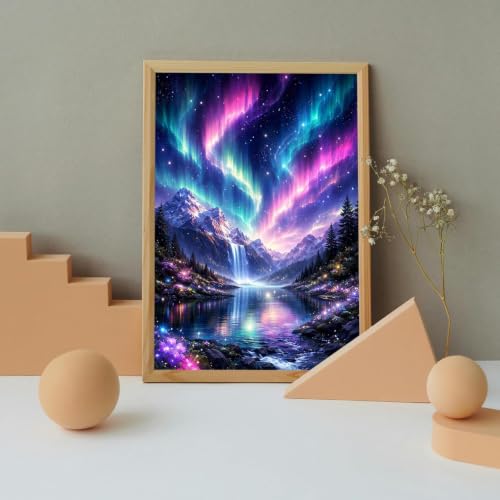niurenmaoyi Aurora Scenery Stamped Cross Stitch Kits for Beginner,12X16In - color: Cross Stitch Kits00617-05