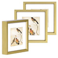 BKABOT 3x3 Brass Metal Photo frames 3 Pack HD Glass Mat 2x2 Wall Table - color: Brass, size: 3x3