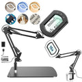 Magnifying Glass with Light and Stand, 15X Hands Free Lighted Magnifying Lamp with 5 Color Modes and Swing Arm, Dimmable LED Desk Magnifier for Crafts, Sewing, Reading, Jewelry, Soldering, Seniors