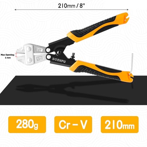 BOENFU Small Bolt Cutter 8" Heavy Duty Wire Cutter Spring Loaded