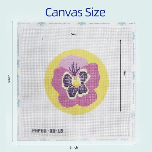 Howie's Needlepoint Flower Needlepoint Kits for Adults & Beginners, 18 Mesh Printed Needlepoint Canvas, Stamped Patterns Canvas Starter Kits(Violet Flower,5"x 5") - color: Violet Flower