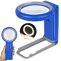 Magnifying Glass with Light and Stand, Foldable Handheld Magnifying Glass 18 LED Illuminated Lighted Magnifier for Macular Degeneration, Seniors Reading, Close Work, Coins, Jewelry Blue - color: Blue