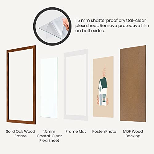 Opposite Wall - Set of 2-8x10 in - Dark Solid Oak Wood Picture Frames with Mat - Wall Hanging & Tabletop Photo Frame - Pictures Display 5x7 with Mat, 8x10 without - Office, Gallery & Home Decor - color: Dark Oak, size: 8x10 in - 2 pk