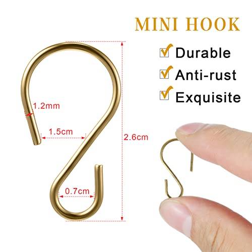 Sratte 120 Pcs Mini S Hook for Hanging 1 Inch Metal, Champagne Gold - color: Champagne Gold