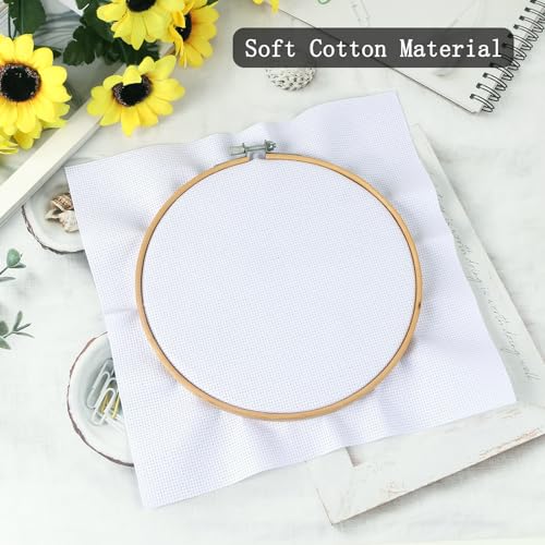 MIDELONG 6 PCS Aida Cloth 14 Count Cross Stitch Fabric, 3 Sizes White Classic Reserve Cross Stitch Aida Cloth for Home DIY Handmade Needlework Craft Embroidery Decoration