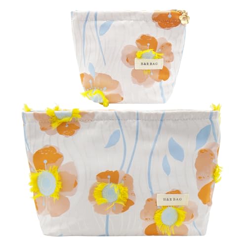 getgto 2 Pcs Makeup Bags, Large Cosmetic Bag Travel Toiletry Bag - color: A colorful flowers