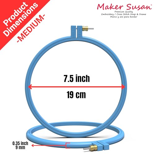 Maker Susan Plastic Embroidery Hoop, Hello Series Cross Stitch Hoops for Beginners, Punch Needle Hoop, Embroidery Frames for Sewing, Needlework, Embroidery Projects (Blue, 2 Pcs Set) - style: Blue