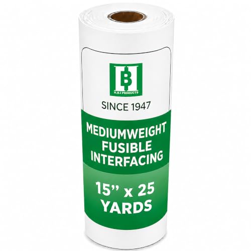 HBI Medium Weight Fusible Interfacing, Non Woven Iron-On, 15 in x 25 yd - size: 15” x 25 yd Medium Weight