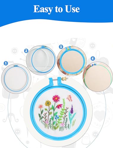 GLOGLOW 5 Inch Plastic Embroidery Hoop, Adjustable Tension Screw - size: 5in