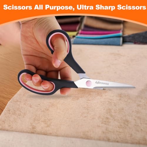 Scissors for Office School Supplies, Hnncugty 8"Scissors All Purpose 24Pack - color: 24 Pack Black Grey