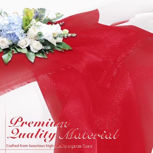 Manyshofu Red Organza Fabric by The Yard, 60 Wide (2 Yard) - color: Red, size: 2 Yard