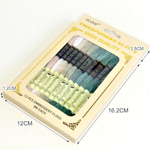 Premium Rainbow Color Embroidery Floss - Cross Stitch Threads - Friendship Bracelets Floss - Crafts Floss - 12 Skeins Per Pack Embroidery Floss,Earth Tone Brown-Green - color: Earth Tone Brown-Green