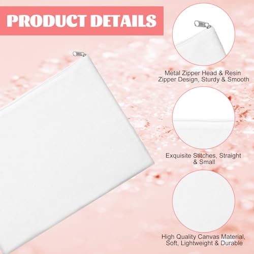 8 Pcs Canvas Zipper Pouch, 12x9'' Large Cosmetic Canvas Pouch With Zipper, Canvas Makeup Bags Plain for Women, Blank Bag Organizer Purse for Travel, Toiletry, DIY Crafts