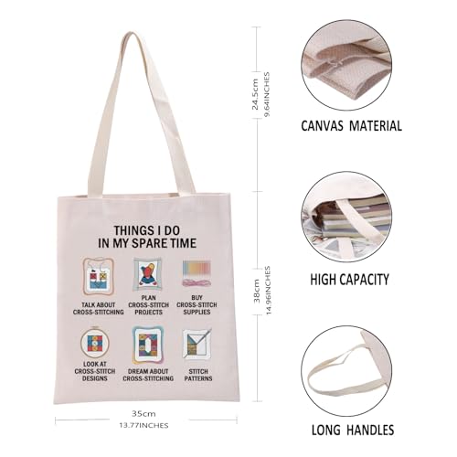 G2TUP Cross Stitching Lover Gift Hobbies Design Tote Bag Cross Stitching Supplies Handbag Cross Stitcher Gift