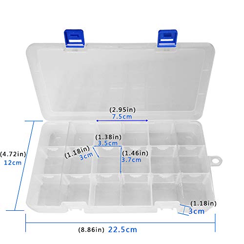 Qualsen Bead Organizer Box with Adjustable Dividers, 18 Girds, 2 Pack - size: 18 Gird-2pcs