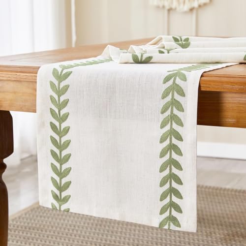Embroidered Table Runner, Light Green Table Runners 90 Inches Long - color: Light Green, size: 13×90 Inch