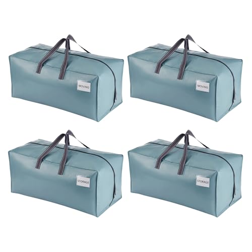 VENO 4 Pack Heavy Duty Moving Bags with Backpack Straps, Zippers & Handles, Extra Large Packing Bags for College Dorm Essentials, Moving Supplies Alternative to Cardboard Moving Boxes - color: Light Blue, size: 4 Pack