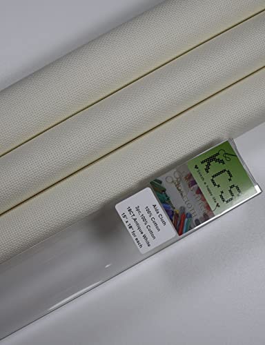 KCS 3 pc of 15" x 18" Counted Cross Stitch Cotton Aida Cloth Needlework Rolled Fabric Box,18CT,Antique White - color: Antique White, size: 18CT