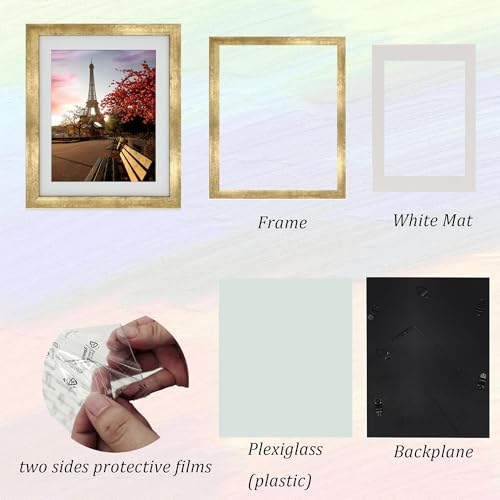 10x12 Photo Frame Gallery Picture frame with 8x10 mat,Freestanding and Wall Mountable,Gold - color: Gold, size: 10x12