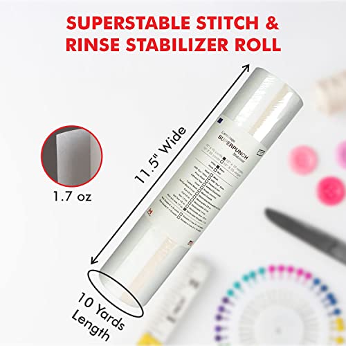 Superpunch Stitch and Rinse Tear Away Stabilizer, 1.7 oz, 11.5 in x 10 yd - size: 11.5" x 10 yards roll