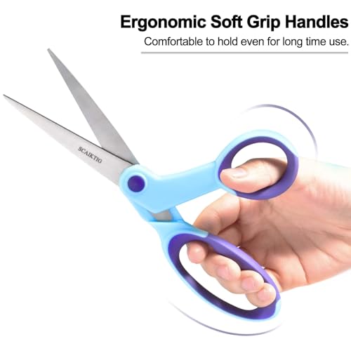 SCAIKTIG Premium Sewing Scissors Bundle, 8" Heavy Duty Fabric, 5" Embroidery, 4" Small Detail Scissors, 5" Thread Snips, Tailoring, Dressmaking, Quilting, Arts&Craft Supplies, Blue - color: Blue(8"/5"/5"/4")